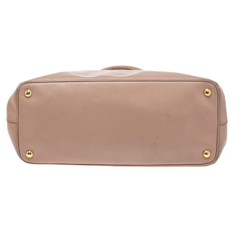 Pre Owned Prada Pink Saffiano Lux Leather Large Galleria Double Zip Tote