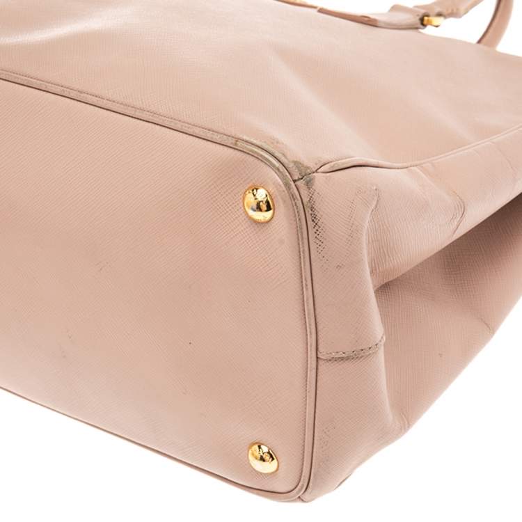 Pre Owned Prada Pink Saffiano Lux Leather Large Galleria Double Zip Tote
