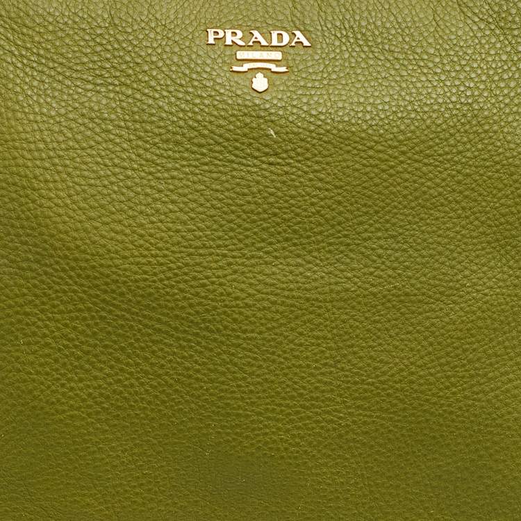 Pre Owned Prada Green Leather Hobo