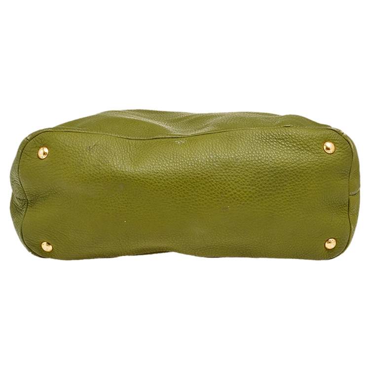 Pre Owned Prada Green Leather Hobo