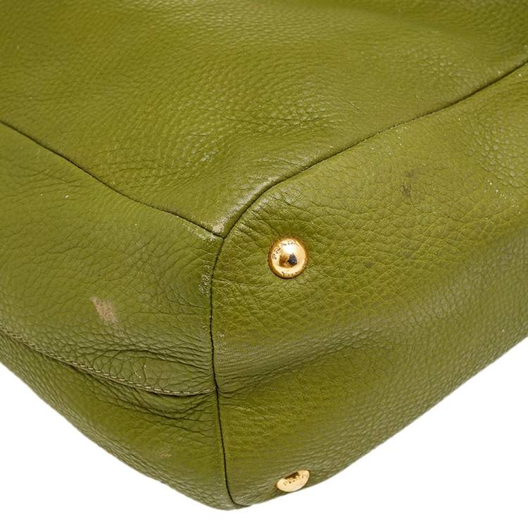 Pre Owned Prada Green Leather Hobo