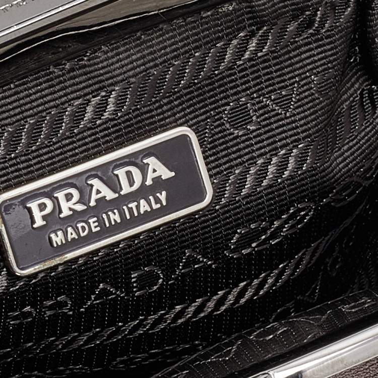 Pre Owned Prada Metallic Brown Leather Logo Plaque Coin Purse