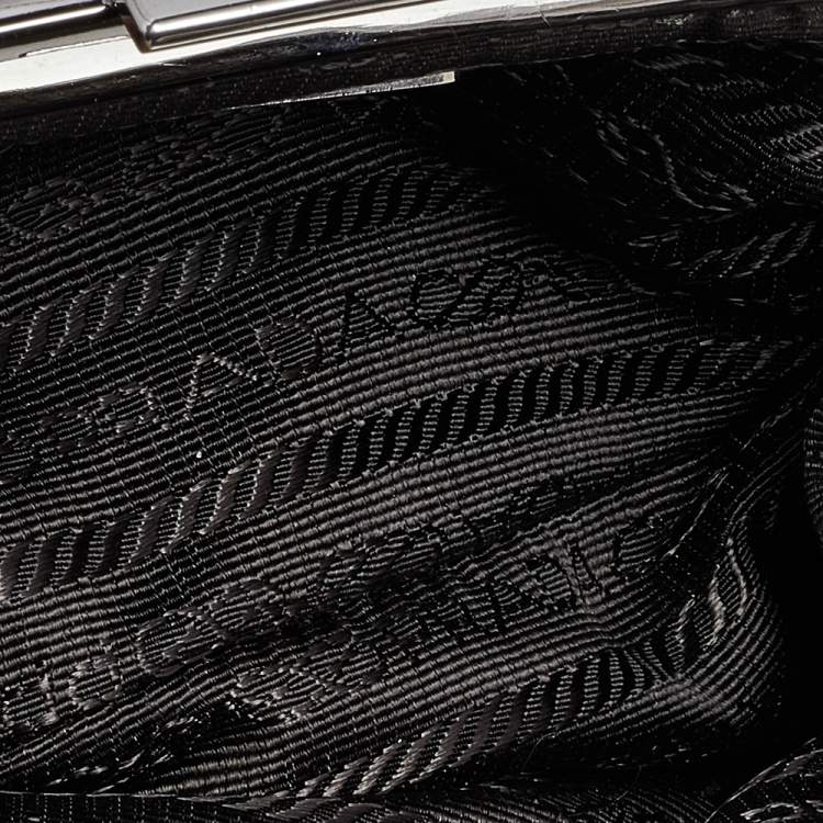 Pre Owned Prada Metallic Brown Leather Logo Plaque Coin Purse