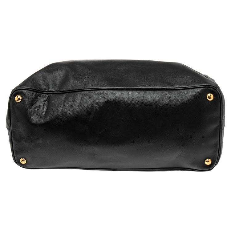 Pre Owned Prada Black Saffiano Lux Leather Executive Galleria Double Zip Tote
