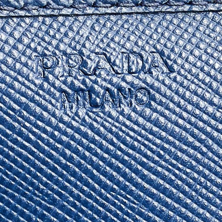 Pre Owned Prada Blue Saffiano Metal Leather Flap Continental Wallet