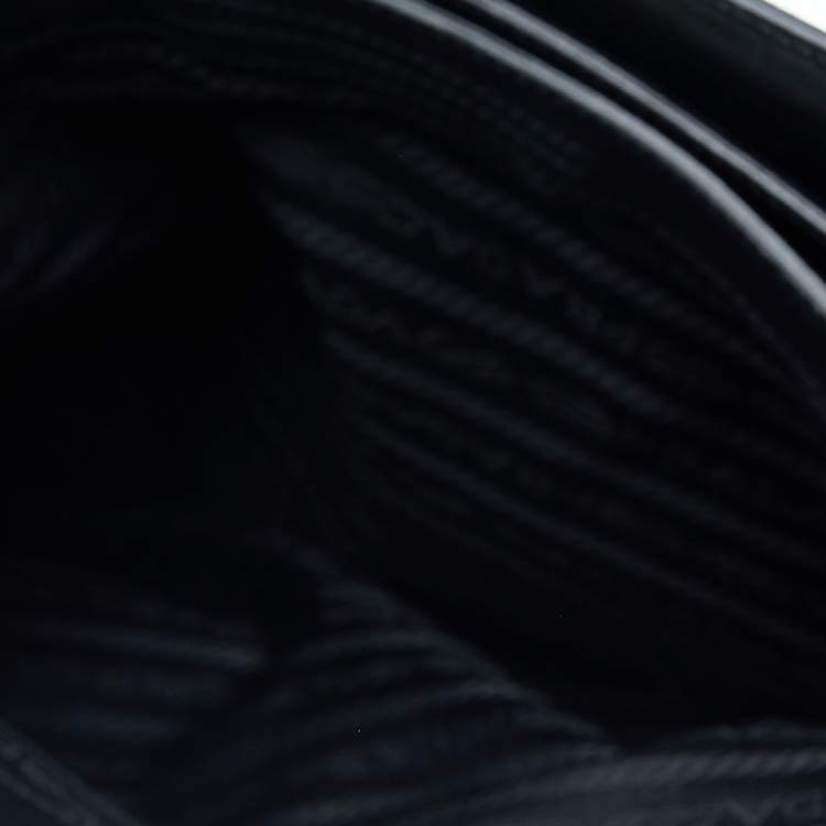 Pre Owned Prada Black Leather Acrylic Handle Tote