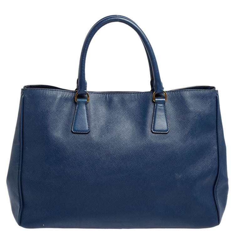 Pre Owned Prada Blue Saffiano Lux Leather Medium Galleria Tote