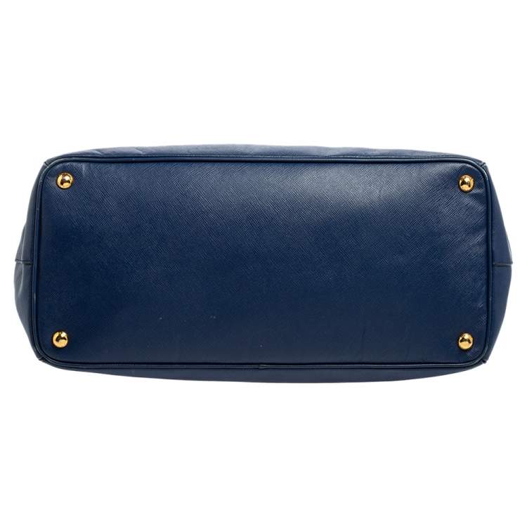 Pre Owned Prada Blue Saffiano Lux Leather Medium Galleria Tote