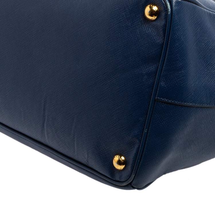 Pre Owned Prada Blue Saffiano Lux Leather Medium Galleria Tote