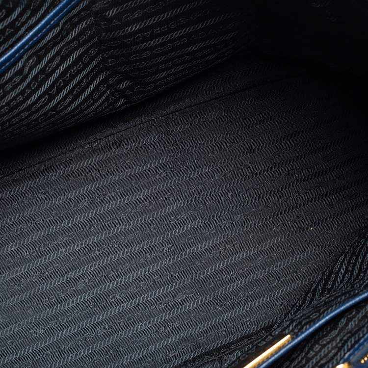 Pre Owned Prada Blue Saffiano Lux Leather Medium Galleria Tote