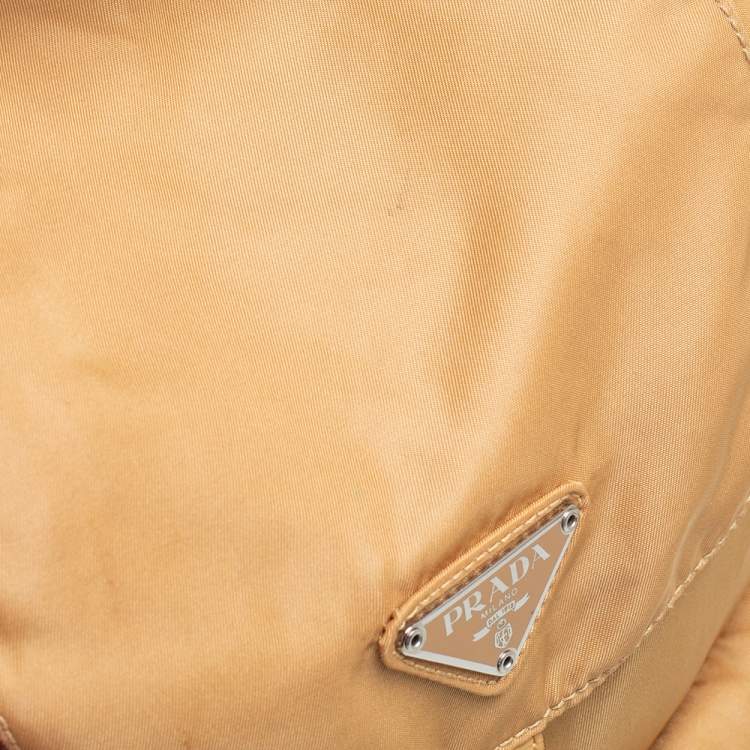 Pre Owned Prada Beige Nylon Drawstring Small Backpack