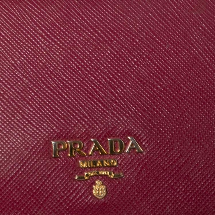 Pre Owned Prada Fucshia Saffiano Leather Bifold Card Holder 