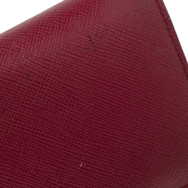 Pre Owned Prada Fucshia Saffiano Leather Bifold Card Holder 