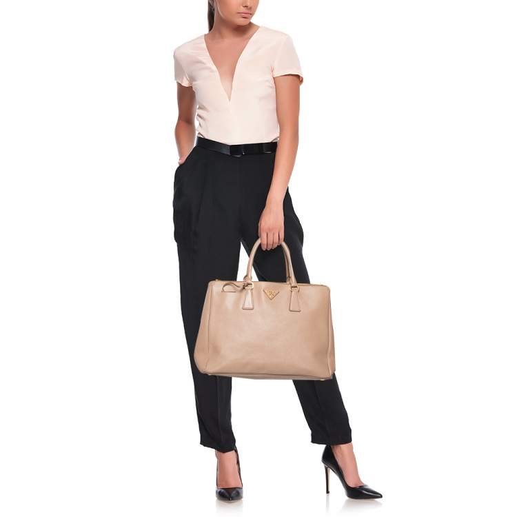 Pre Owned Prada Dusty Pink Saffiano Lux Leather Large Galleria Tote