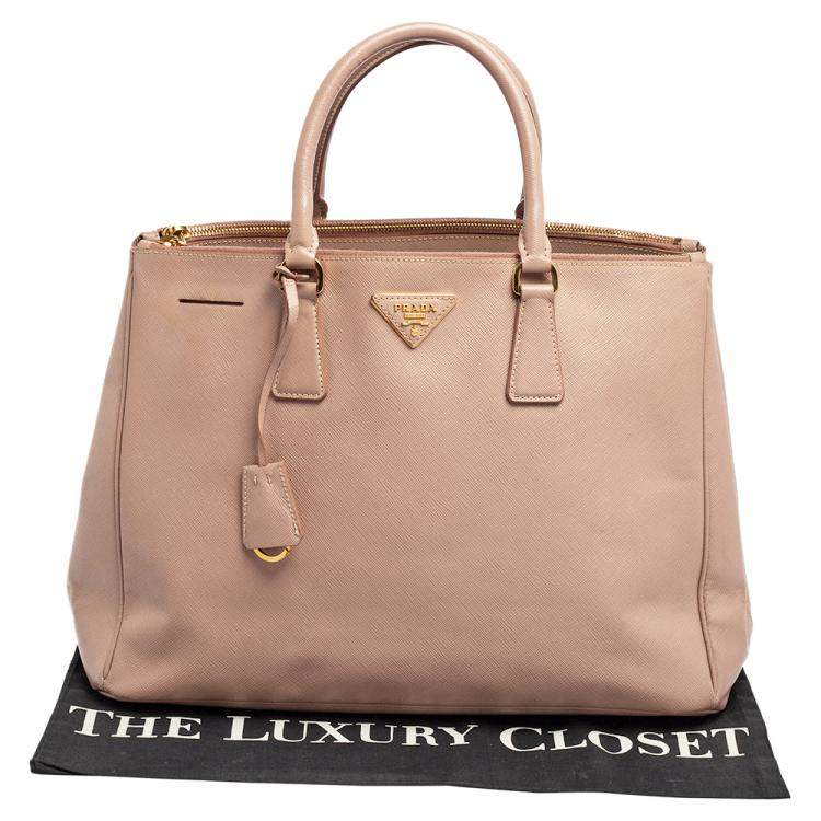 Pre Owned Prada Dusty Pink Saffiano Lux Leather Large Galleria Tote