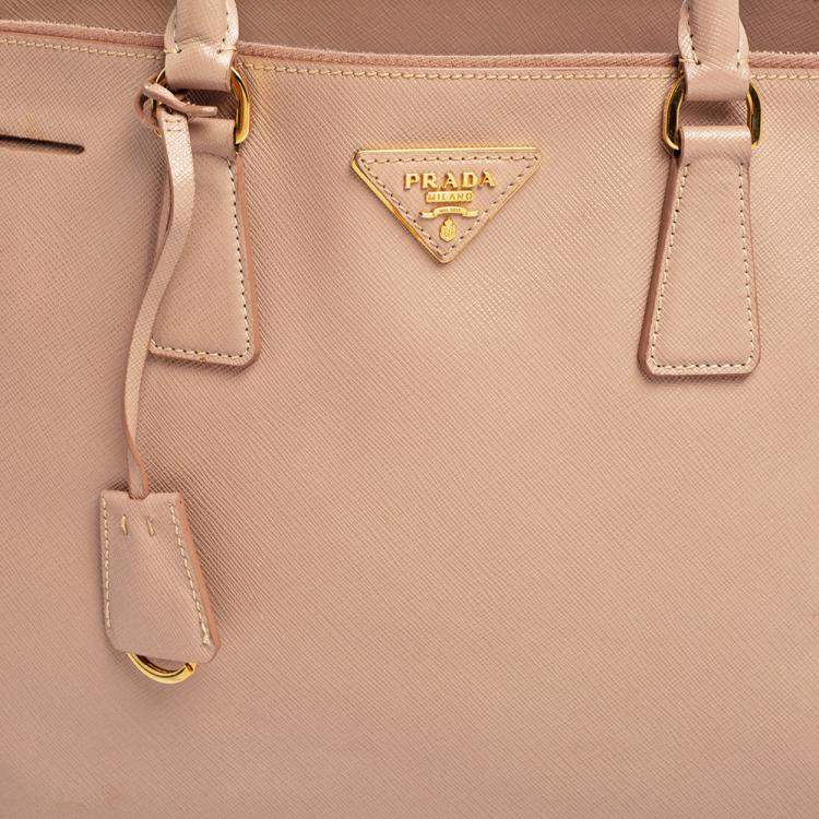 Pre Owned Prada Dusty Pink Saffiano Lux Leather Large Galleria Tote