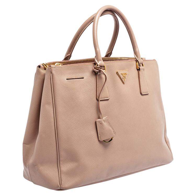Pre Owned Prada Dusty Pink Saffiano Lux Leather Large Galleria Tote