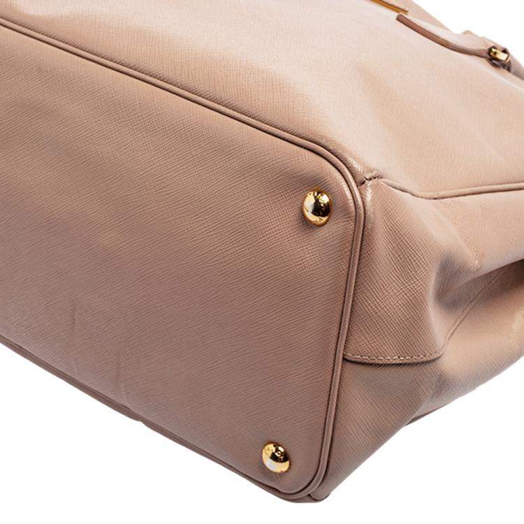Pre Owned Prada Dusty Pink Saffiano Lux Leather Large Galleria Tote