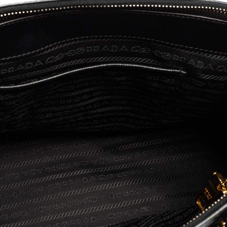 Pre Owned Prada Black Saffiano Lux Leather Small Galleria Tote