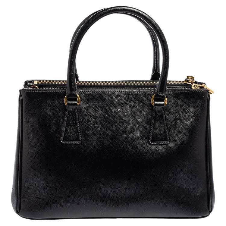 Pre Owned Prada Black Saffiano Lux Leather Small Galleria Tote