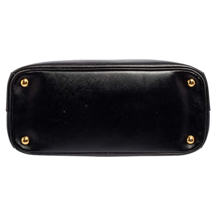Pre Owned Prada Black Saffiano Lux Leather Small Galleria Tote
