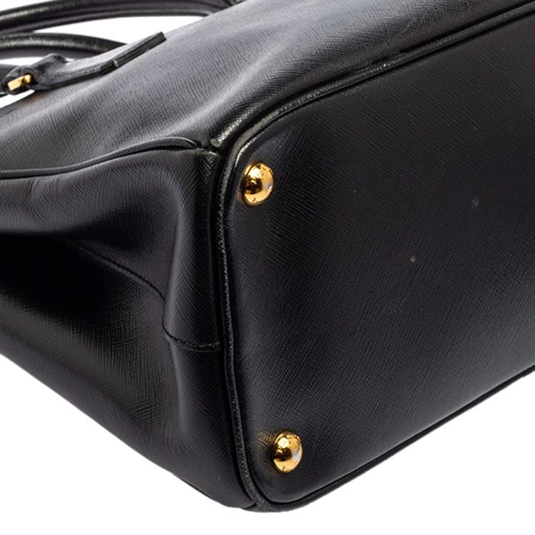 Pre Owned Prada Black Saffiano Lux Leather Small Galleria Tote