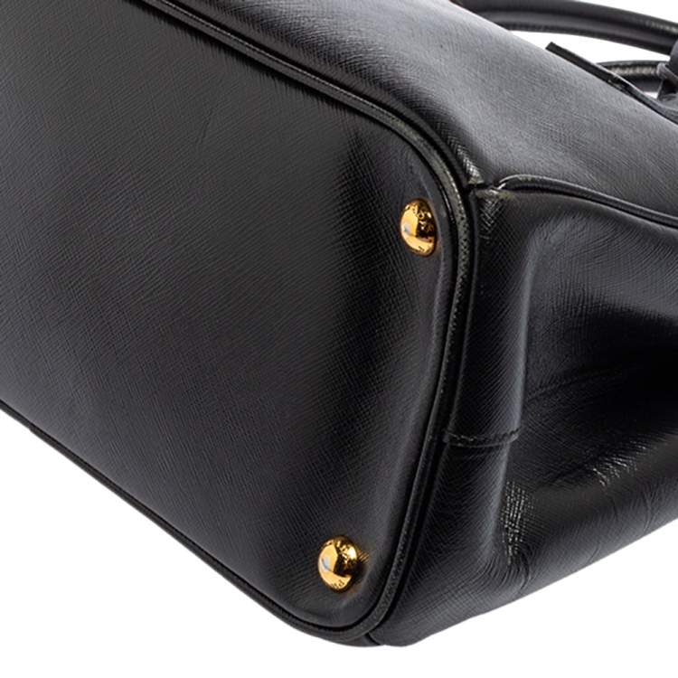 Pre Owned Prada Black Saffiano Lux Leather Small Galleria Tote