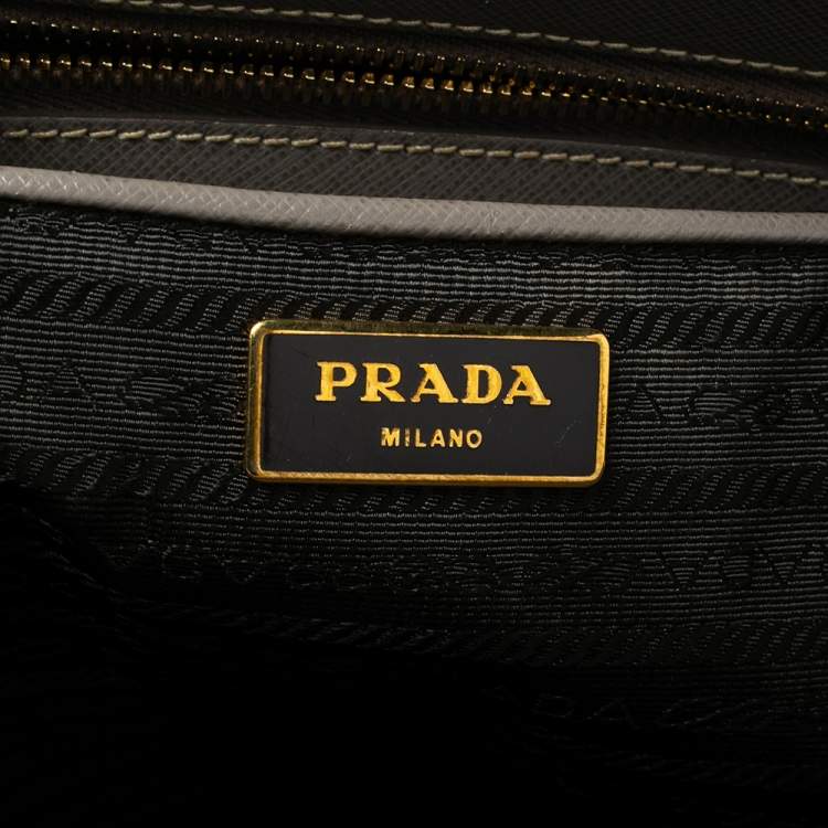 Pre Owned Prada Argilla Grey Saffiano Lux Leather Large Galleria Tote