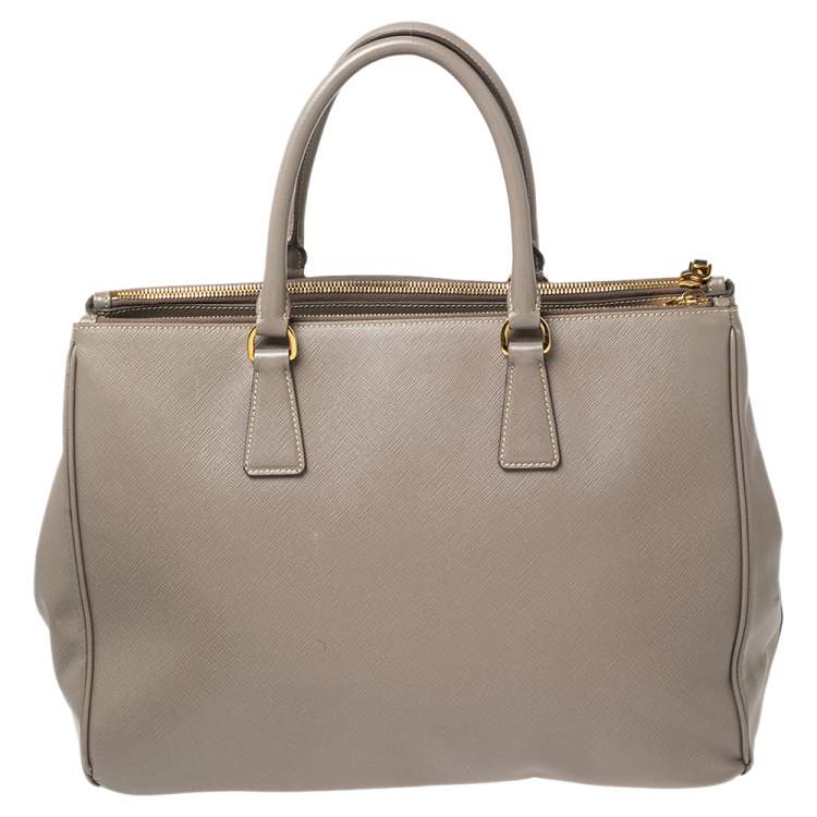 Pre Owned Prada Argilla Grey Saffiano Lux Leather Large Galleria Tote