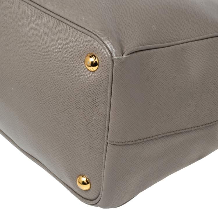 Pre Owned Prada Argilla Grey Saffiano Lux Leather Large Galleria Tote