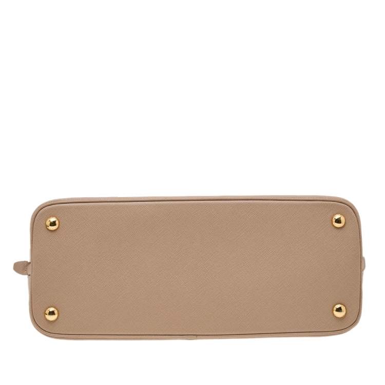 Pre Owned Prada Beige Saffiano Lux Leather Medium Promenade Bag