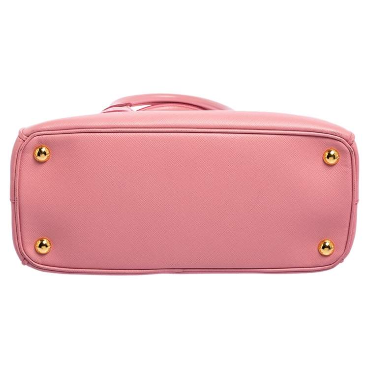 مملوكة مسبقًا Prada Pink Saffiano Lux Leather Small Double Zip Galleria Tote