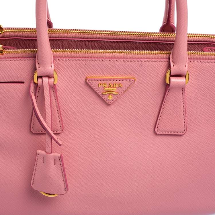 مملوكة مسبقًا Prada Pink Saffiano Lux Leather Small Double Zip Galleria Tote
