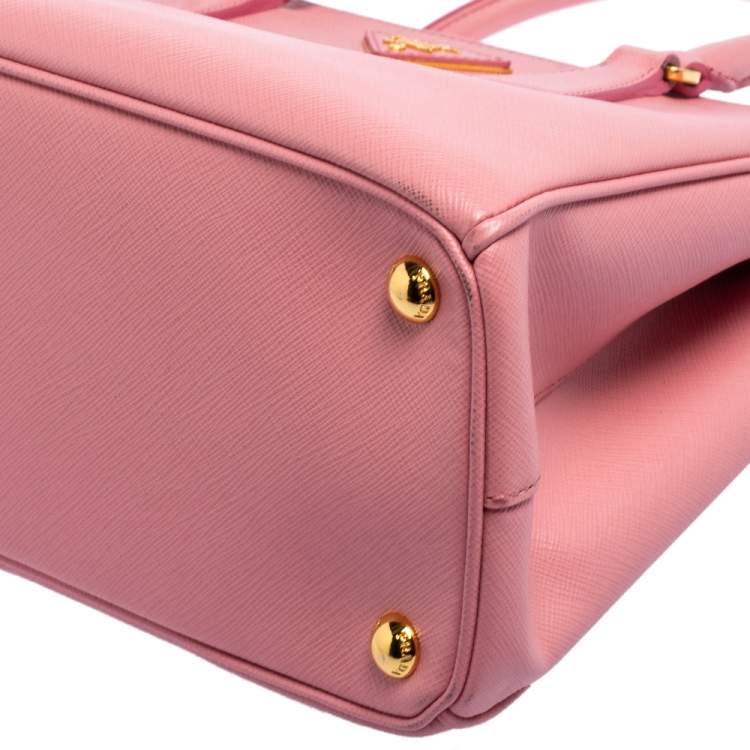 مملوكة مسبقًا Prada Pink Saffiano Lux Leather Small Double Zip Galleria Tote