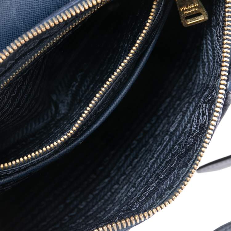 Pre Owned Prada Navy Blue Nylon and Leather Trim Messenger Bag