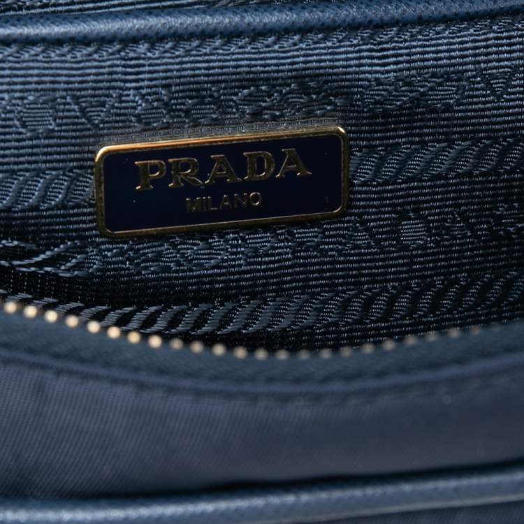 Pre Owned Prada Navy Blue Nylon and Leather Trim Messenger Bag