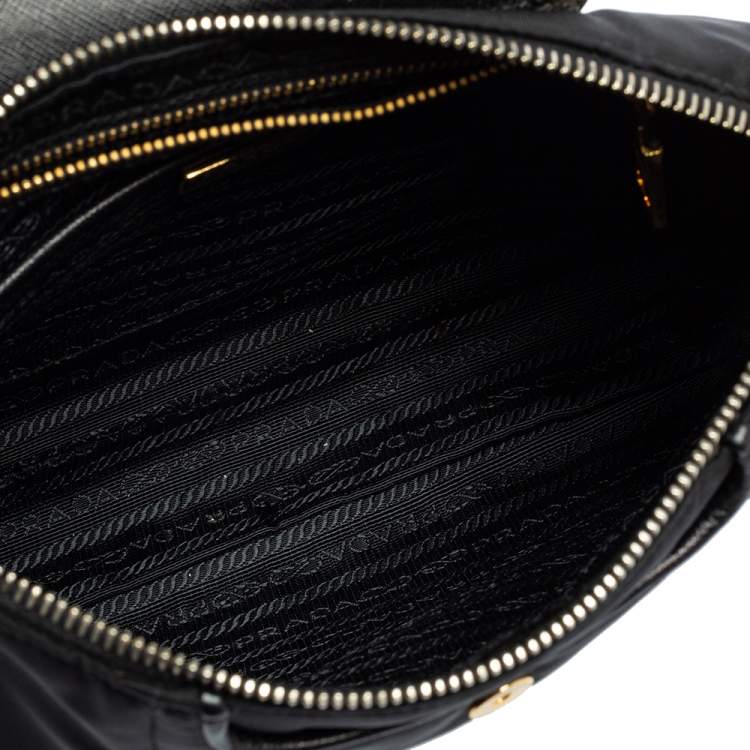 Pre Owned Prada Black Nylon and Leather Trim Messenger Bag