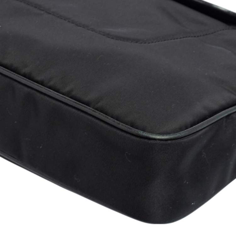 Pre Owned Prada Black Nylon and Leather Trim Messenger Bag