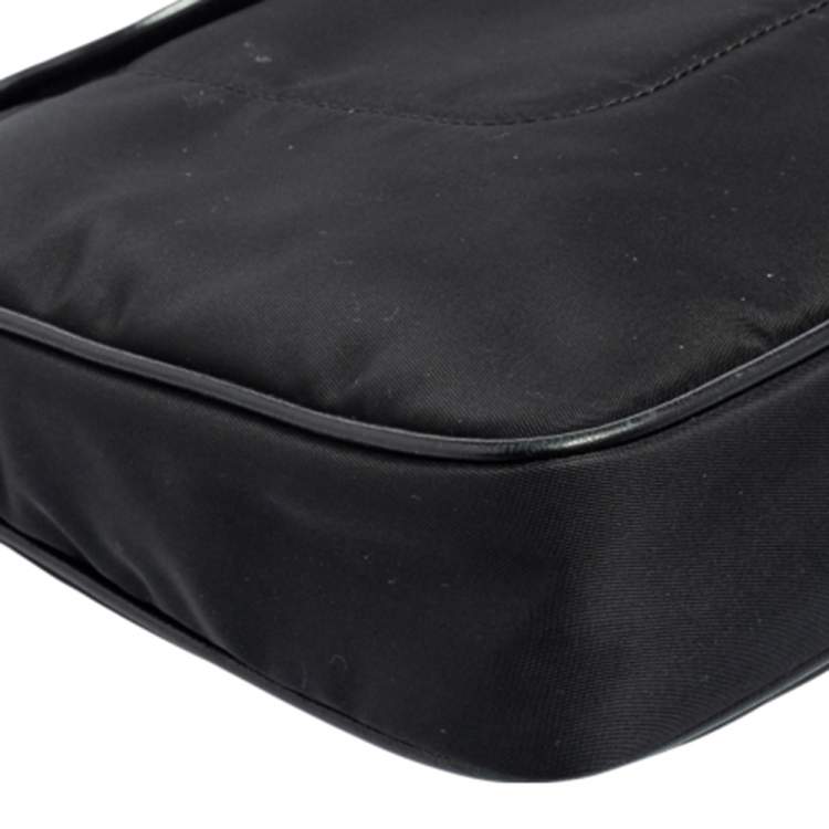 Pre Owned Prada Black Nylon and Leather Trim Messenger Bag