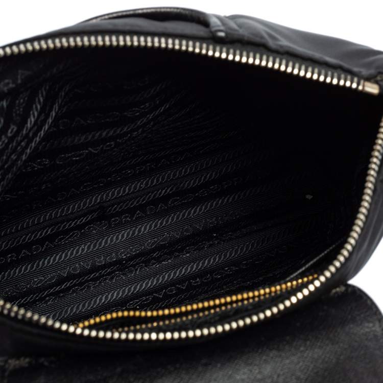 Pre Owned Prada Black Nylon and Leather Trim Messenger Bag