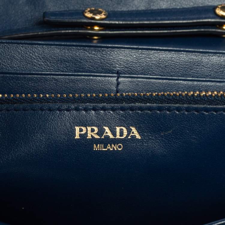 Pre Owned Prada Blue Quilted Leather Wallet on Chain