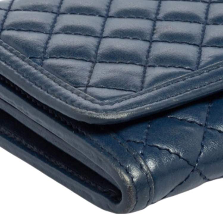 Pre Owned Prada Blue Quilted Leather Wallet on Chain
