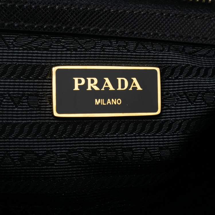 Pre Owned Prada Black Saffiano Lux Leather Executive Galleria Double Zip Tote