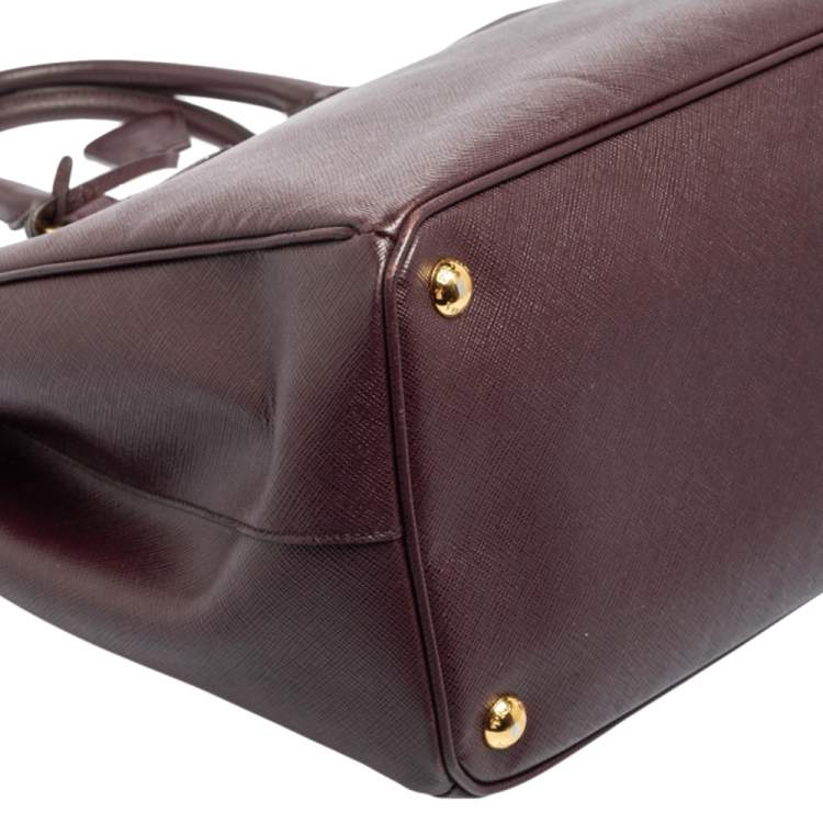 Pre Owned Prada Burgundy Saffiano Lux Leather Large Galleria Tote