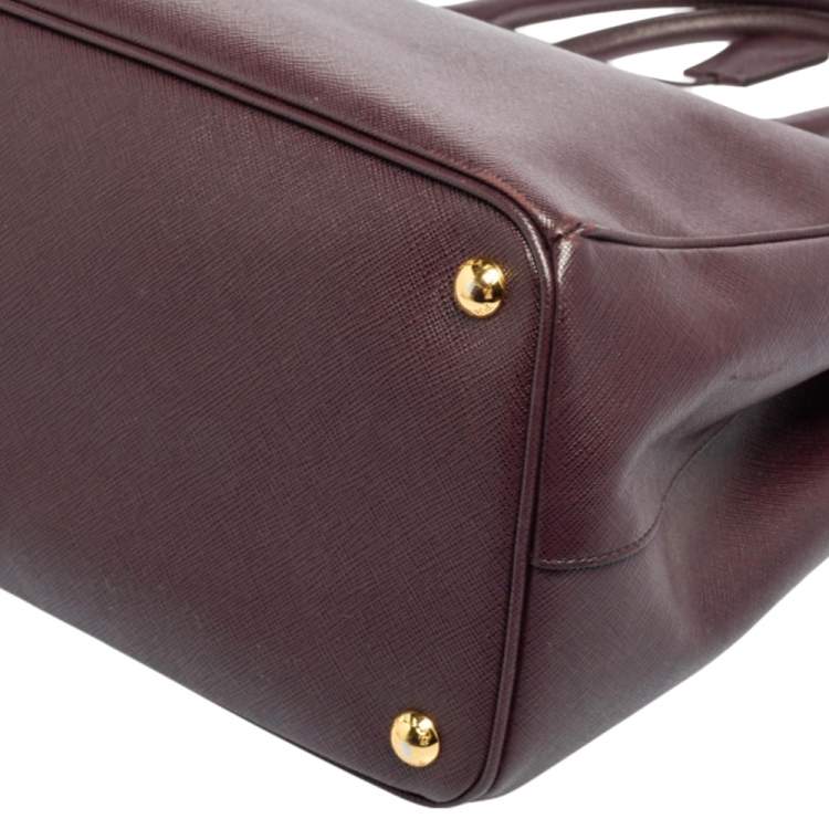 Pre Owned Prada Burgundy Saffiano Lux Leather Large Galleria Tote