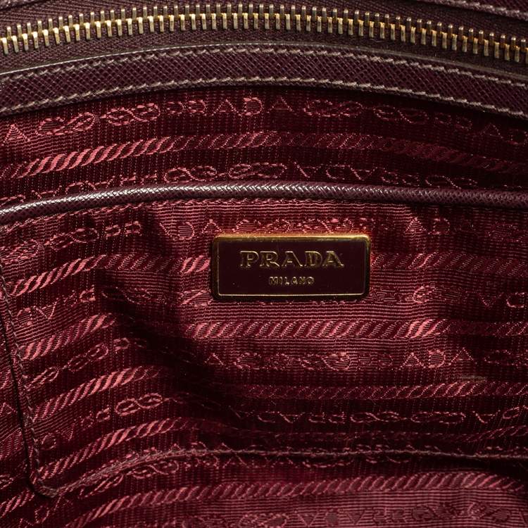 Pre Owned Prada Burgundy Saffiano Lux Leather Large Galleria Tote