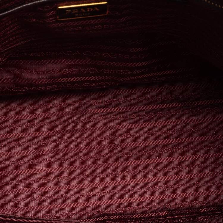 Pre Owned Prada Burgundy Saffiano Lux Leather Large Galleria Tote