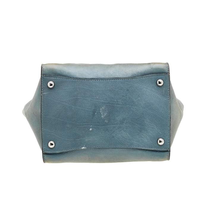 Pre Owned Prada Grey Glace Leather Twin Pocket Tote