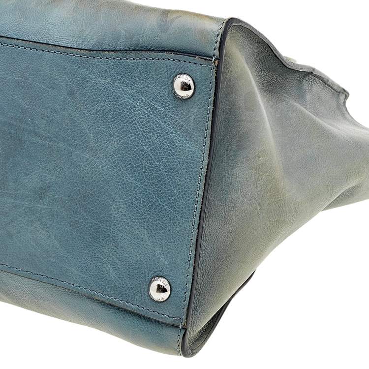 Pre Owned Prada Grey Glace Leather Twin Pocket Tote