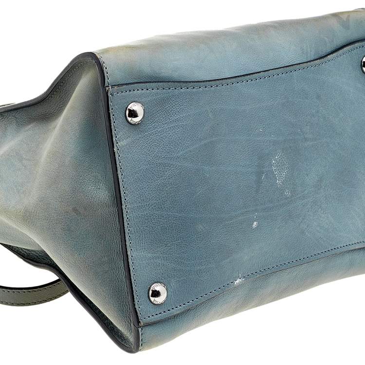 Pre Owned Prada Grey Glace Leather Twin Pocket Tote